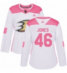 Womens Adidas Anaheim Ducks 46 Max Jones Authentic WhitePink Fashion NHL Jersey 