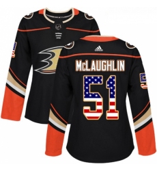 Womens Adidas Anaheim Ducks 51 Blake McLaughlin Authentic Black USA Flag Fashion NHL Jersey 