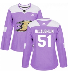 Womens Adidas Anaheim Ducks 51 Blake McLaughlin Authentic Purple Fights Cancer Practice NHL Jersey 
