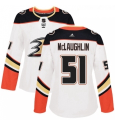 Womens Adidas Anaheim Ducks 51 Blake McLaughlin Authentic White Away NHL Jersey 