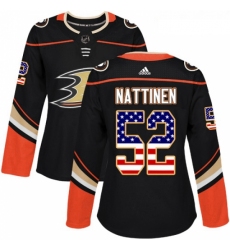 Womens Adidas Anaheim Ducks 52 Julius Nattinen Authentic Black USA Flag Fashion NHL Jersey 