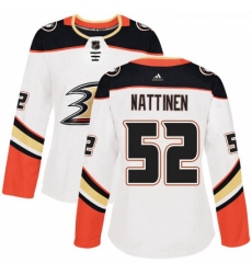Womens Adidas Anaheim Ducks 52 Julius Nattinen Authentic White Away NHL Jersey 