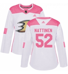 Womens Adidas Anaheim Ducks 52 Julius Nattinen Authentic WhitePink Fashion NHL Jersey 