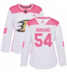 Womens Adidas Anaheim Ducks 54 Antoine Morand Authentic WhitePink Fashion NHL Jersey 