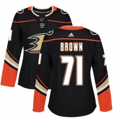 Womens Adidas Anaheim Ducks 71 JT Brown Authentic Black Home NHL Jersey 