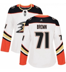 Womens Adidas Anaheim Ducks 71 JT Brown Authentic White Away NHL Jersey 