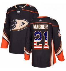 Youth Adidas Anaheim Ducks 21 Chris Wagner Authentic Black USA Flag Fashion NHL Jersey 