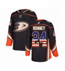 Youth Adidas Anaheim Ducks 24 Carter Rowney Authentic Black USA Flag Fashion NHL Jersey 