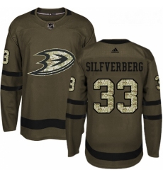 Youth Adidas Anaheim Ducks 33 Jakob Silfverberg Authentic Green Salute to Service NHL Jersey 