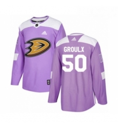 Youth Adidas Anaheim Ducks 50 Benoit Olivier Groulx Authentic Purple Fights Cancer Practice NHL Jersey 