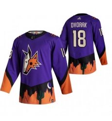 Men Arizona Coyotes 18 Christian Dvorak Purple Adidas 2020 21 Reverse Retro Alternate NHL Jersey