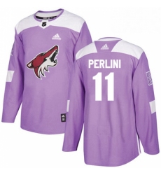 Mens Adidas Arizona Coyotes 11 Brendan Perlini Authentic Purple Fights Cancer Practice NHL Jersey 