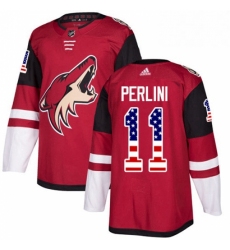 Mens Adidas Arizona Coyotes 11 Brendan Perlini Authentic Red USA Flag Fashion NHL Jersey 