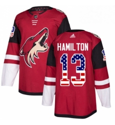 Mens Adidas Arizona Coyotes 13 Freddie Hamilton Authentic Red USA Flag Fashion NHL Jersey 