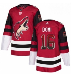 Mens Adidas Arizona Coyotes 16 Max Domi Authentic Maroon Drift Fashion NHL Jersey 