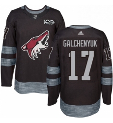 Mens Adidas Arizona Coyotes 17 Alex Galchenyuk Black 1917 2017 100th Anniversary Stitched NHL Jersey 