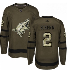 Mens Adidas Arizona Coyotes 2 Luke Schenn Authentic Green Salute to Service NHL Jersey 