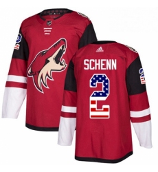 Mens Adidas Arizona Coyotes 2 Luke Schenn Authentic Red USA Flag Fashion NHL Jersey 