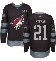 Mens Adidas Arizona Coyotes 21 Derek Stepan Authentic Black 1917 2017 100th Anniversary NHL Jersey 