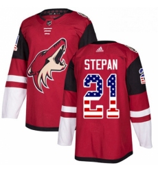 Mens Adidas Arizona Coyotes 21 Derek Stepan Authentic Red USA Flag Fashion NHL Jersey 