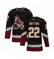 Mens Adidas Arizona Coyotes 22 Barrett Hayton Premier Black Alternate NHL Jerse