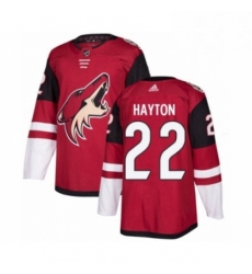 Mens Adidas Arizona Coyotes 22 Barrett Hayton Premier Burgundy Red Home NHL Jerse