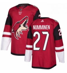 Mens Adidas Arizona Coyotes 27 Teppo Numminen Authentic Burgundy Red Home NHL Jersey 