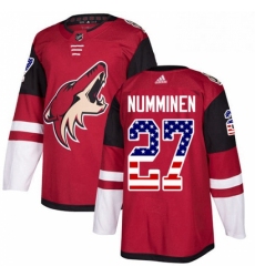 Mens Adidas Arizona Coyotes 27 Teppo Numminen Authentic Red USA Flag Fashion NHL Jersey 