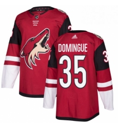 Mens Adidas Arizona Coyotes 35 Louis Domingue Premier Burgundy Red Home NHL Jersey 