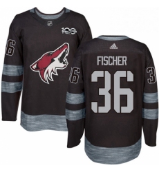 Mens Adidas Arizona Coyotes 36 Christian Fischer Authentic Black 1917 2017 100th Anniversary NHL Jersey 