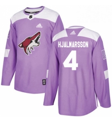 Mens Adidas Arizona Coyotes 4 Niklas Hjalmarsson Authentic Purple Fights Cancer Practice NHL Jersey 