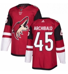 Mens Adidas Arizona Coyotes 45 Josh Archibald Authentic Burgundy Red Home NHL Jersey 
