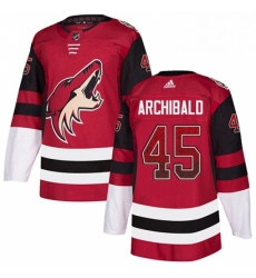 Mens Adidas Arizona Coyotes 45 Josh Archibald Authentic Maroon Drift Fashion NHL Jersey 