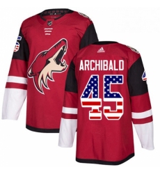 Mens Adidas Arizona Coyotes 45 Josh Archibald Authentic Red USA Flag Fashion NHL Jerse