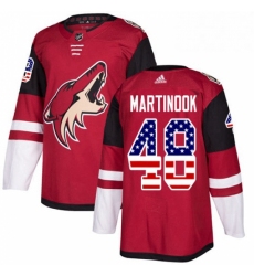 Mens Adidas Arizona Coyotes 48 Jordan Martinook Authentic Red USA Flag Fashion NHL Jersey 