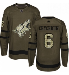 Mens Adidas Arizona Coyotes 6 Jakob Chychrun Authentic Green Salute to Service NHL Jersey 