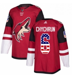 Mens Adidas Arizona Coyotes 6 Jakob Chychrun Authentic Red USA Flag Fashion NHL Jersey 