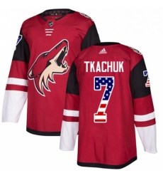 Mens Adidas Arizona Coyotes 7 Keith Tkachuk Authentic Red USA Flag Fashion NHL Jersey 