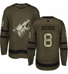 Mens Adidas Arizona Coyotes 8 Tobias Rieder Authentic Green Salute to Service NHL Jersey 