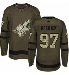 Mens Adidas Arizona Coyotes 97 Jeremy Roenick Authentic Green Salute to Service NHL Jersey 