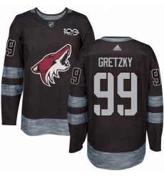 Mens Adidas Arizona Coyotes 99 Wayne Gretzky Authentic Black 1917 2017 100th Anniversary NHL Jersey 