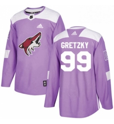 Mens Adidas Arizona Coyotes 99 Wayne Gretzky Authentic Purple Fights Cancer Practice NHL Jersey 