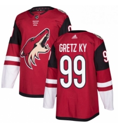 Mens Adidas Arizona Coyotes 99 Wayne Gretzky Premier Burgundy Red Home NHL Jersey 