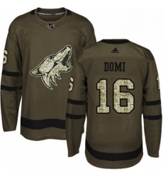 Youth Adidas Arizona Coyotes 16 Max Domi Premier Green Salute to Service NHL Jersey 