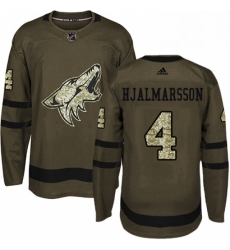 Youth Adidas Arizona Coyotes 4 Niklas Hjalmarsson Authentic Green Salute to Service NHL Jersey 