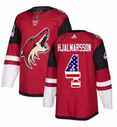 Youth Adidas Arizona Coyotes 4 Niklas Hjalmarsson Authentic Red USA Flag Fashion NHL Jersey 