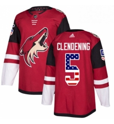 Youth Adidas Arizona Coyotes 5 Adam Clendening Authentic Red USA Flag Fashion NHL Jersey 