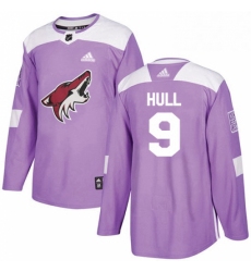 Youth Adidas Arizona Coyotes 9 Bobby Hull Authentic Purple Fights Cancer Practice NHL Jersey 