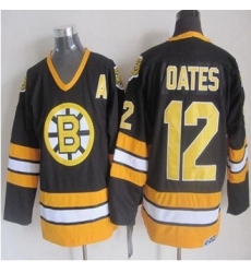 Boston Bruins #12 Adam Oates Black-Yellow CCM Throwback Stitched NHL Jersey