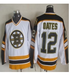 Boston Bruins #12 Adam Oates White Black CCM Throwback Stitched NHL Jersey